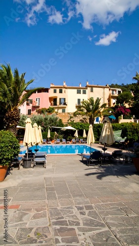 Sunny Mediterranean pool area