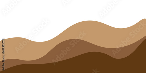 Vector illustration of a camel walking through a desert landscape with a vibrant orange sunset and mountains in the distance