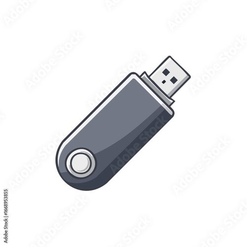 A sleek USB flash drive presented in an artistic, flat design. A versatile storage solution