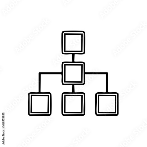 An abstract illustration of a hierarchical diagram with interconnected boxes. The boxes are linked, suggesting relationships and structure