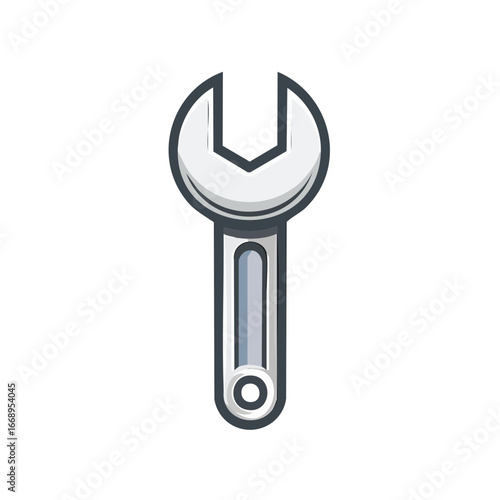 A metal wrench. The tool is designed for fastening and loosening fasteners such as bolts and nuts