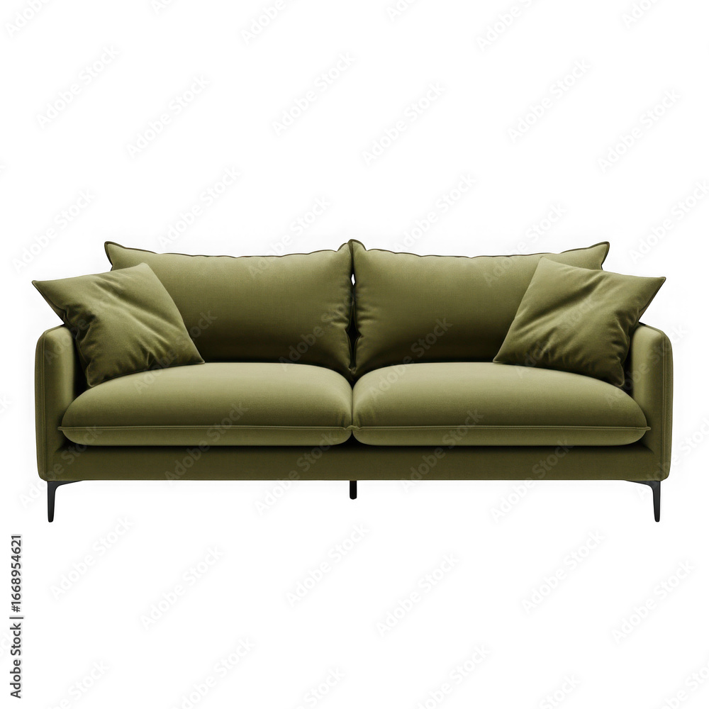 Fototapeta premium Stylish green sofa isolated on white background