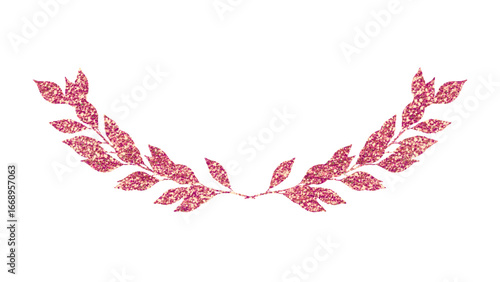 Elegant pink glitter laurel wreath design element perfect for celebratory invitations, awards, and festive decorations adding a touch of sparkle and sophistication