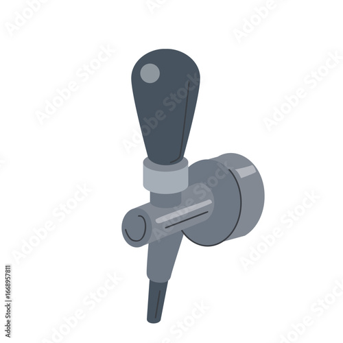 Beer tap handle with faucet in modern flat style isolated on white background for bar pub brewery or home brewing design