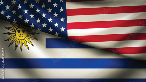 uruguay and usa flag fusion design