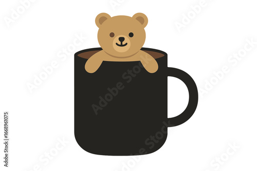 A bear-shaped foam silhouette in a coffee cup represents a playful design concept