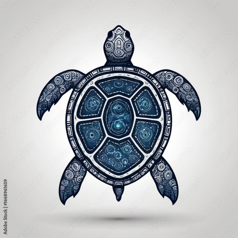 Naklejka premium Intricate design of a turtle showcasing vibrant patterns and colors