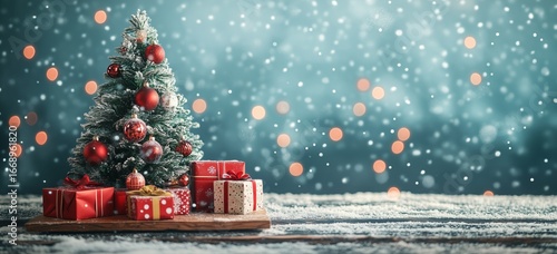 Festive Christmas Tree With Presents and Snowflakes in a Cozy Room During Hol...