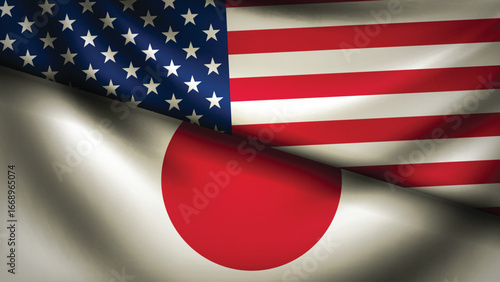japan and usa flag fusion design