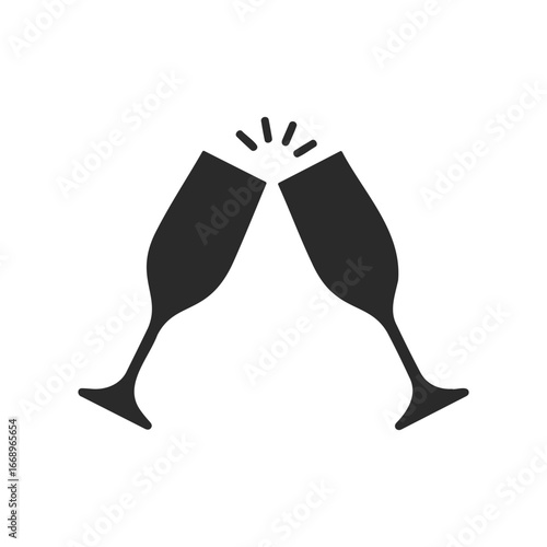 Celebratory toast icon with clinking glasses