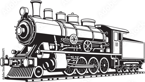 Steam locomotive, retro, vitnage, transport. Hand drawn vector illustration	