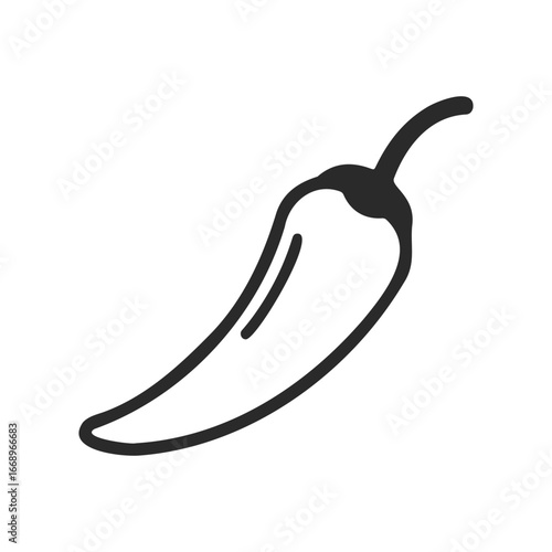 Black and white chili pepper icon - simple pepper illustration