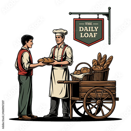 Bread seller and customer 