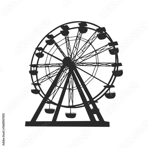 Silhouette of a ferris wheel on white background