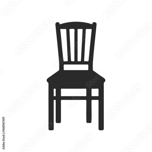 Simple black silhouette of a wooden chair