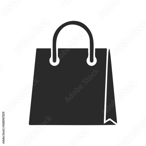 Black shopping bag icon on white background