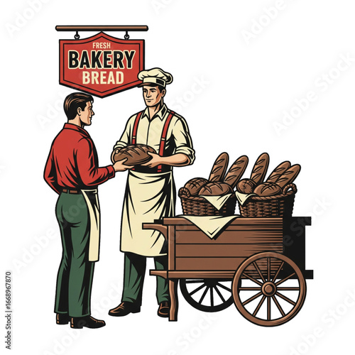 Bread seller and customer 