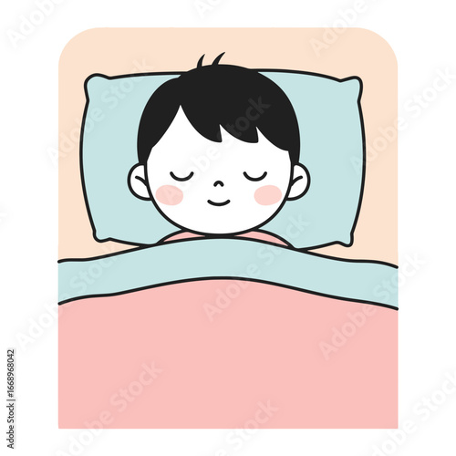 Peaceful child sleeping soundly in bed, dreaming sweet dreams