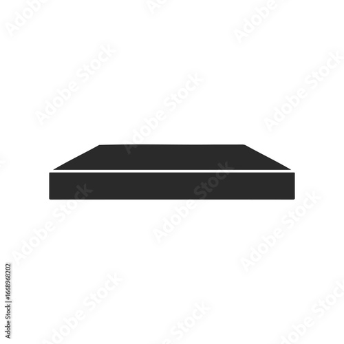 Minimalist black bed frame on white background