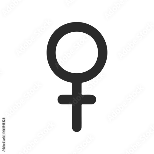 Female gender symbol in black and white on white background