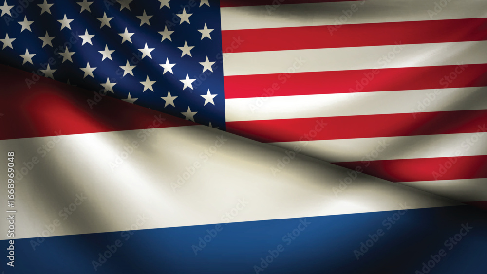 Obraz premium netherlands and usa flag fusion design