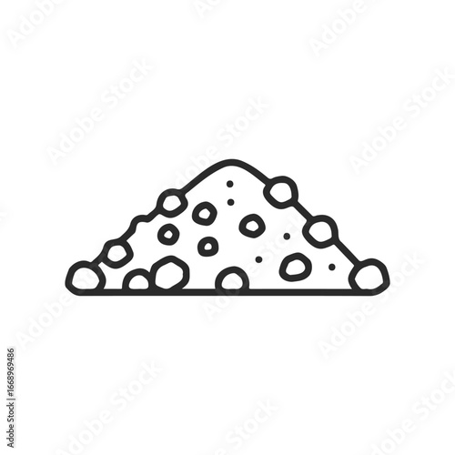 Black and white line drawing of a gravel pile