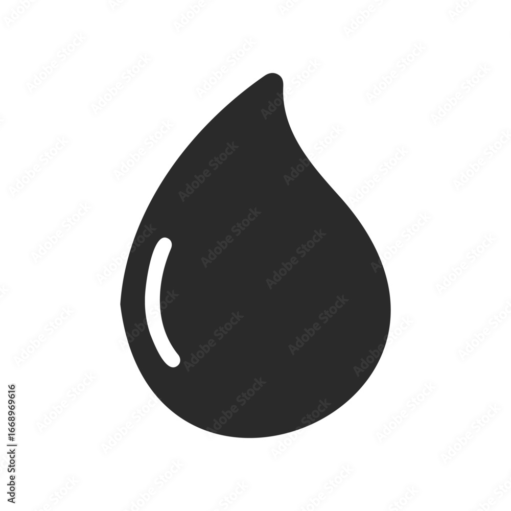 Fototapeta premium Simple black water drop icon on white background