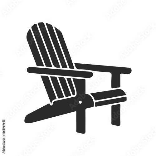 Silhouette of adirondack chair on white background