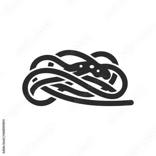 Black and white spaghetti icon with basil and tomato sauce design