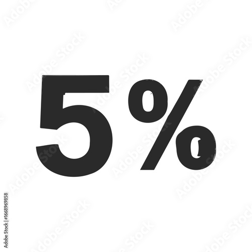 Large bold 5 percent sign on white background for discount or offer promotion