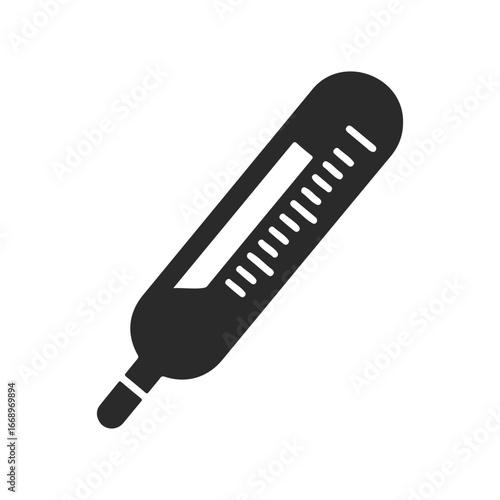 Black and white thermometer icon illustrating temperature measurement tool