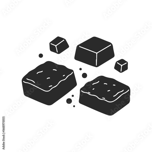 Monochrome tofu cubes illustration on white background