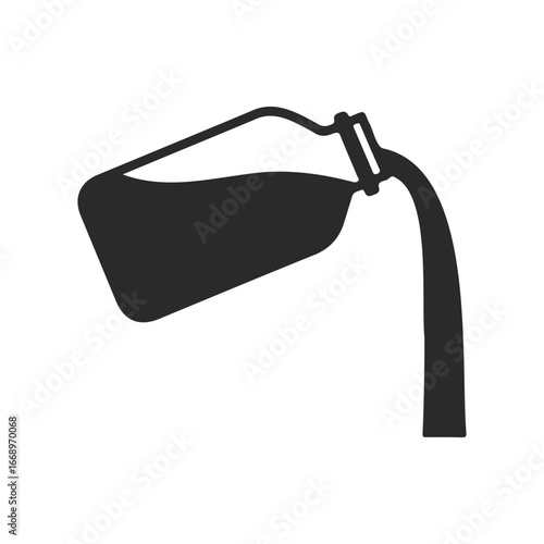 Silhouette of a milk jug pouring liquid: minimalist black and white design