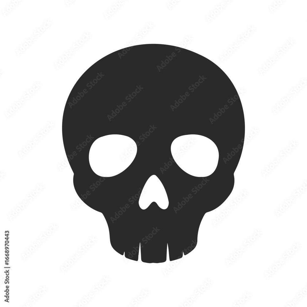 Monochrome skull icon with hollow eyes and nose Monochrome skull icon with hollow eyes and nose