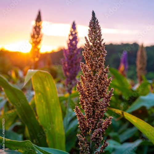 Sunrise over a field of flowers