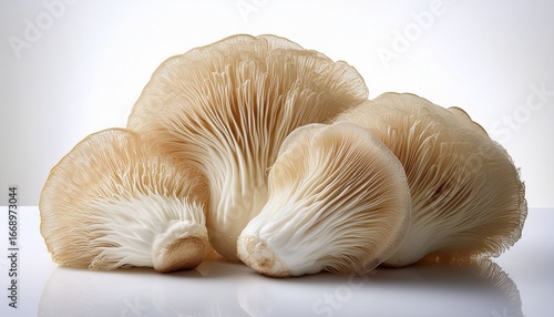 the image features fresh lion s mane mushrooms on a clean white background