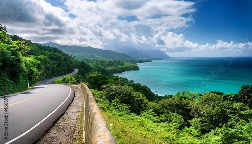 north south tool road highway st catherine kingston to mammee bay st ann ocho rios montego bay north coast jamaica with lush greenery and caribbean sea