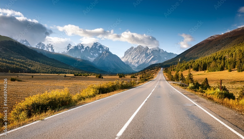 Fototapeta premium strasse fuhrt ins gebirge