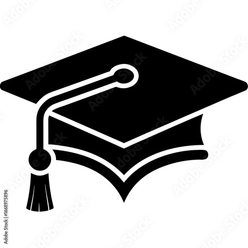 Black silhouette illustration of a graduation diploma in minimalist vector style for educational and professional use,