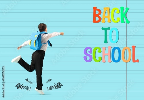 Banner with jumping boy wit...
