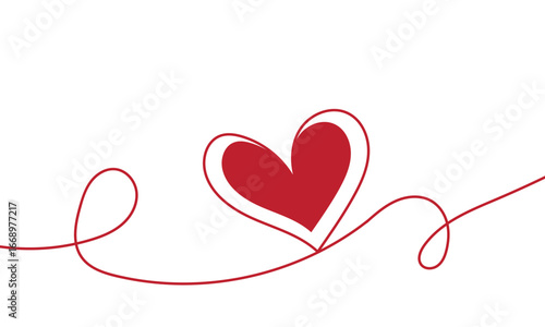 Decorative hand-drawn doodle heart, romantic line art vector illustration, love sketch design, cute valentine ornament for cards and wedding decoration