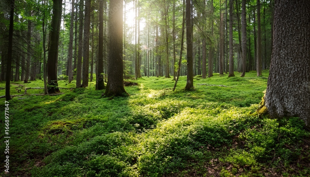 Fototapeta premium vibrant forest floor with resilient greenery