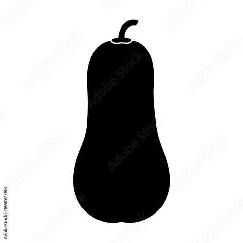 Simple silhouette image of a butternut squash on a white background