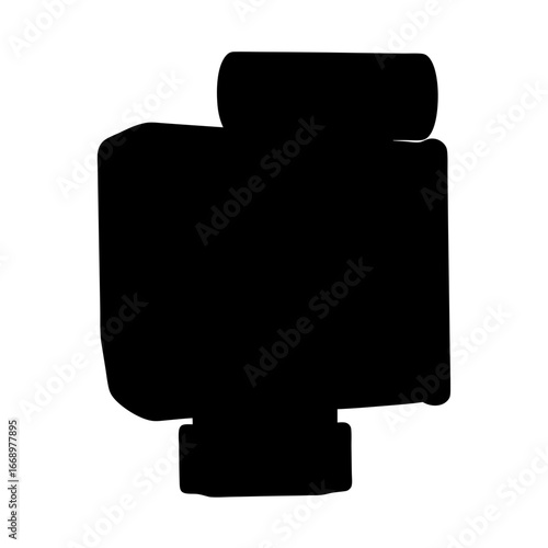 Black silhouette of an unknown object with stacked cubic and cylindrical shapes