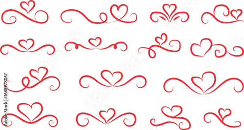 Flourish heart border design, decorative love frame vector illustration, romantic swirl ornament, wedding and valentine decoration element