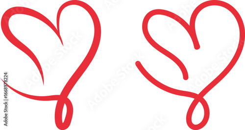 Hand-drawn heart design, love symbol vector illustration, romantic doodle, Valentine decoration, cute heart outline for cards and creative design