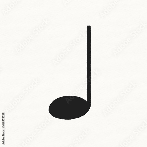 Quarter note clipart, musical symbol, black doodle design