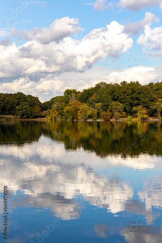 Scenic Lake with Autumn Trees and Reflections
