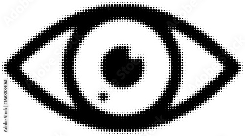 Halftone pattern of a black eye icon, abstract concept. Vector illustration