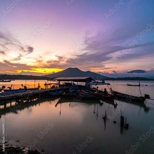 Sunrise over fishing boats